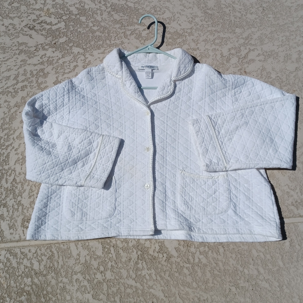 White quilted Christian dior coat